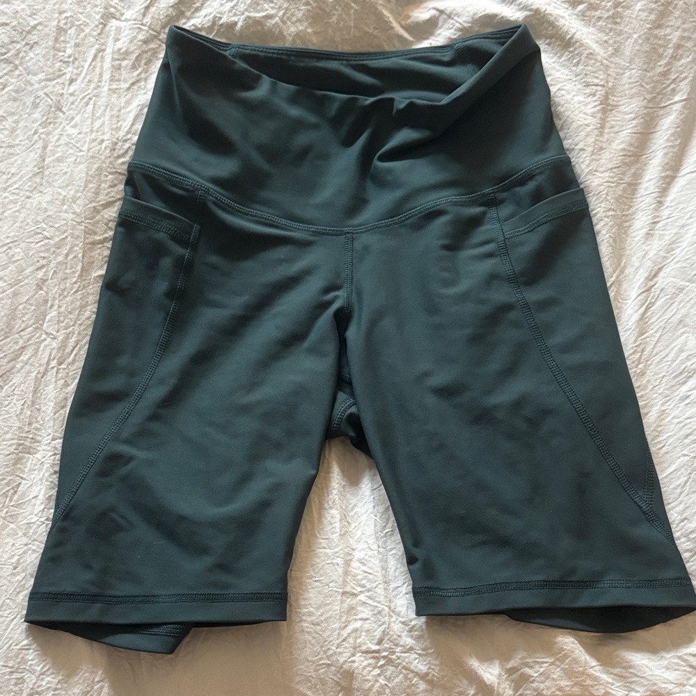 Women's High-Waisted Green Biker Shorts